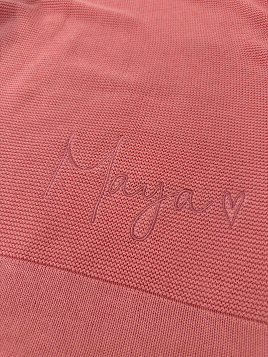 Dusky Pink Cotton Knitted Baby Blanket