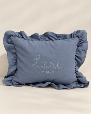Personalised Mini Linen Cushion | blue