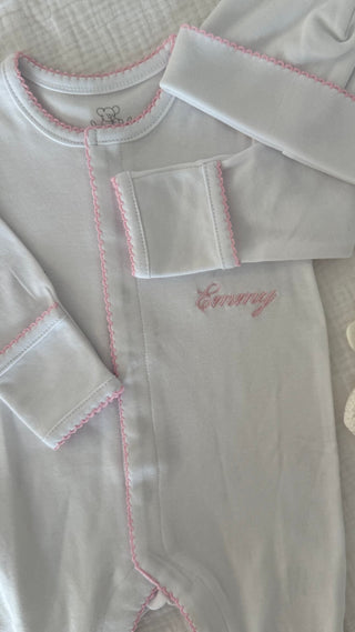 Pink Trim Cotton Baby Set