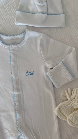 Blue Trim Cotton Baby Set
