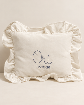 Personalised Mini Linen Cushion | cream