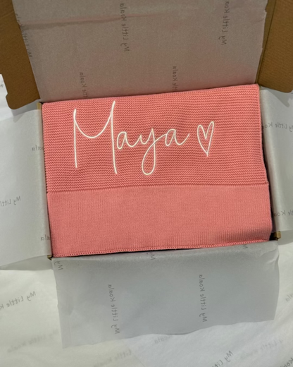 Dusky Pink Cotton Knitted Baby Blanket