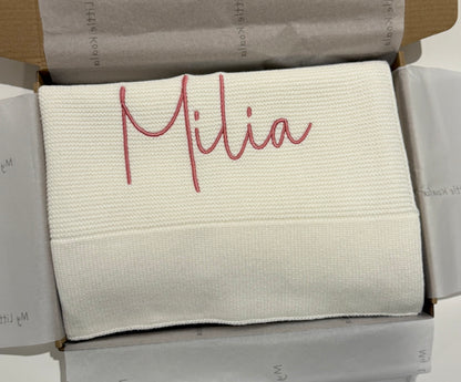 Cream Cotton Knitted Baby Blanket