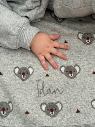 Grey Koala Cotton Blanket