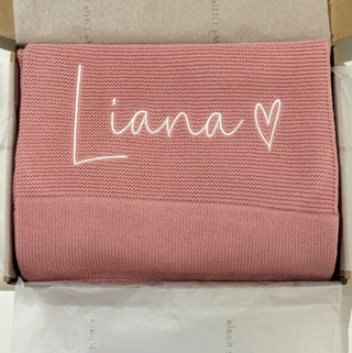 Dusty Pink Cotton Knitted Baby Blanket