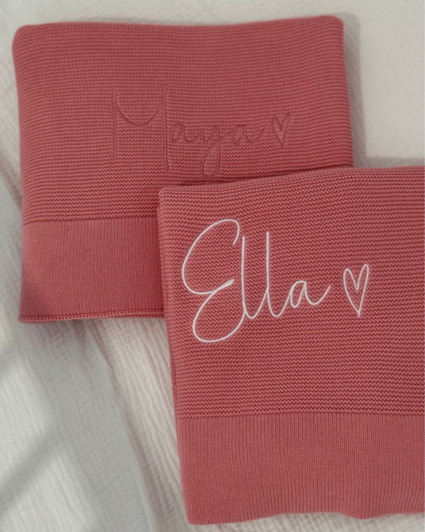 Dusky Pink Cotton Knitted Baby Blanket