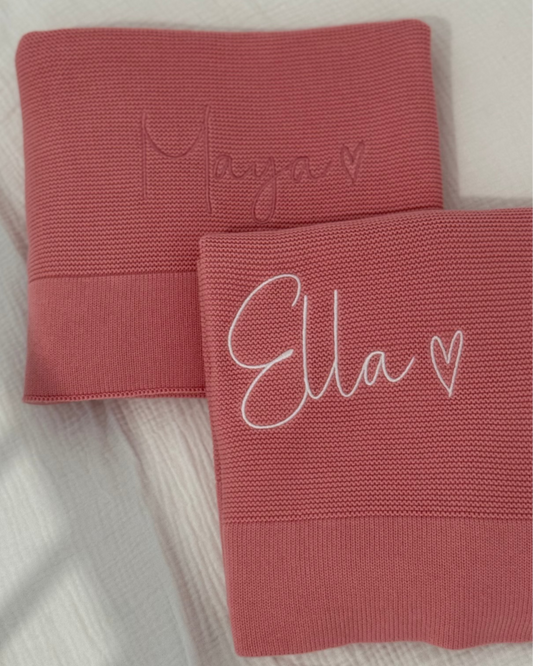 Dusky Pink Cotton Knitted Baby Blanket
