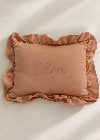 Personalised Mini Linen Cushion | rose