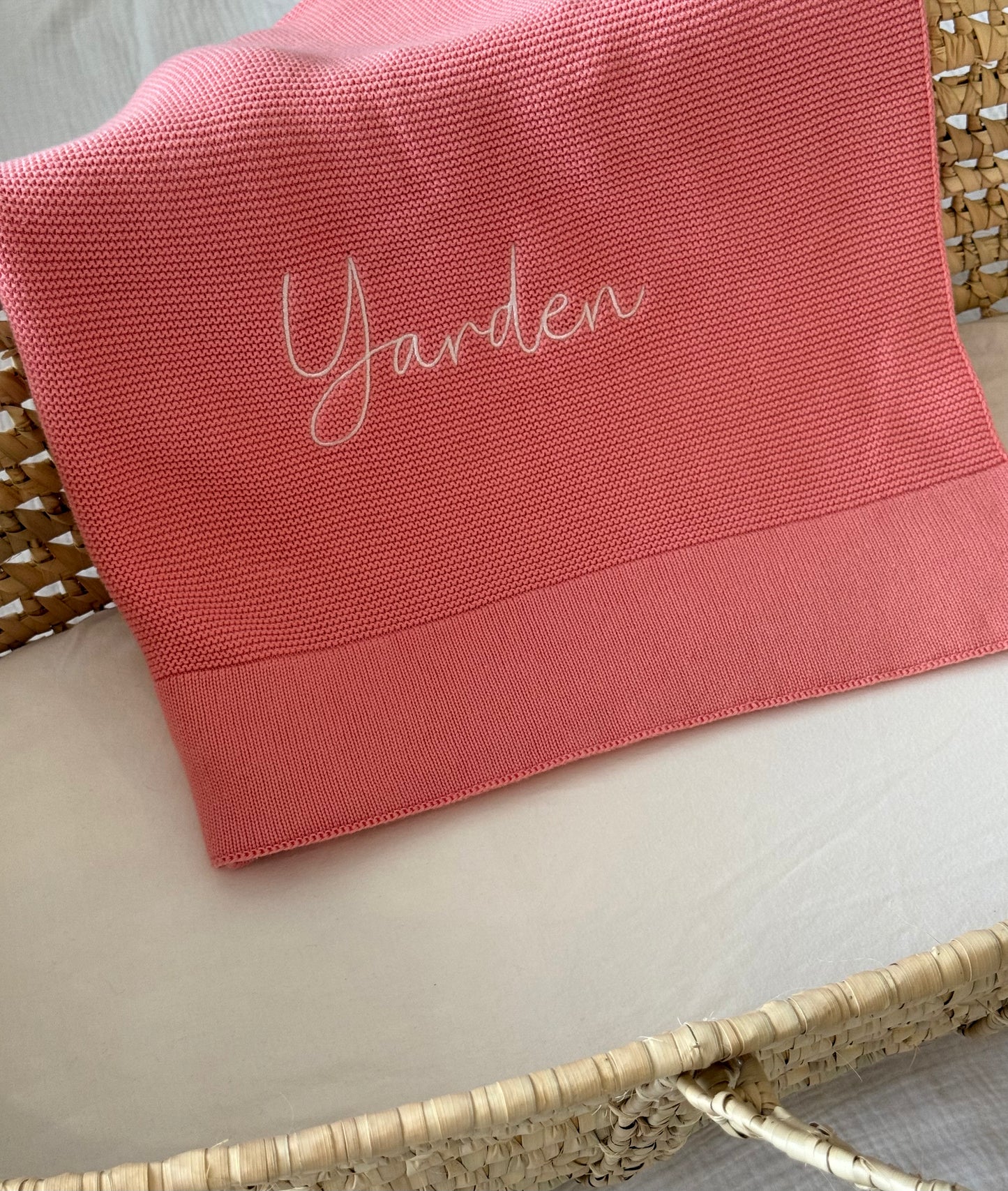 Dusky Pink Cotton Knitted Baby Blanket